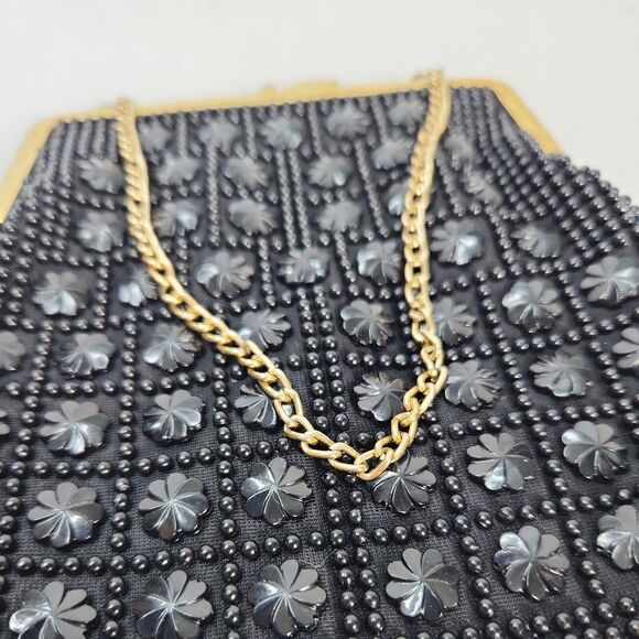 Vtg Kiss Lock Beaded Clutch Purse Evening Bag Chain Hand Made Hong Kong - Picture 7 of 12